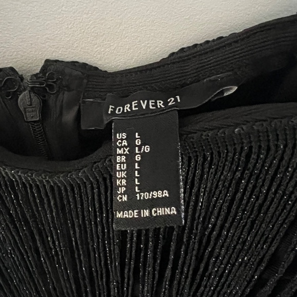 Forever 21 Black Fringe Flapper Mini Dress SIZE LARGE. Worn once. - Picture 3 of 5